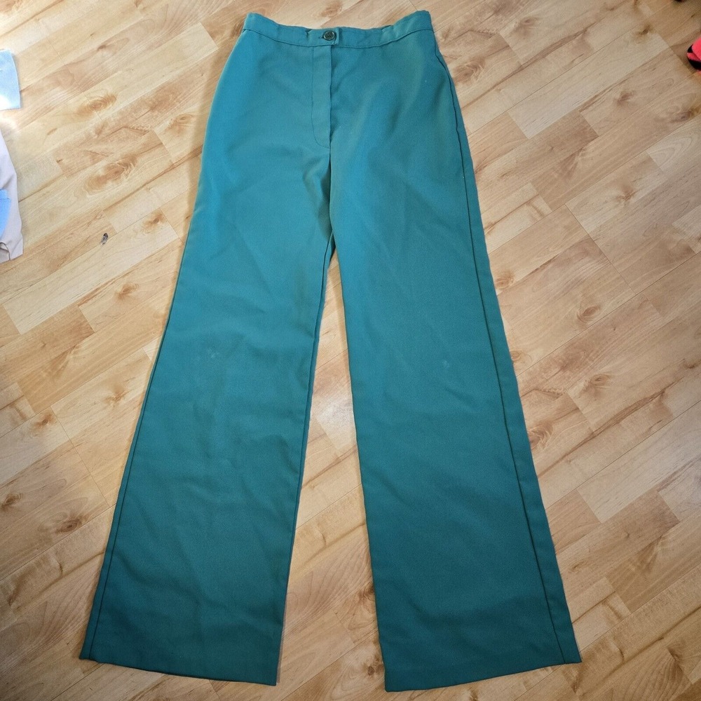 Vtg Bobbie Brooks Union Made High Waisted Slacks Green‎ Sz 4-6 READ